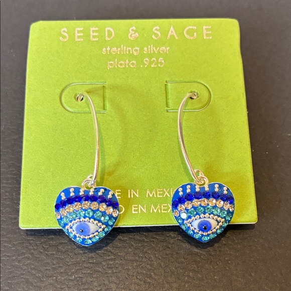 Seed & Sage Jewelry - Seed & Sage Blue Evil Eye Dangle Earrings